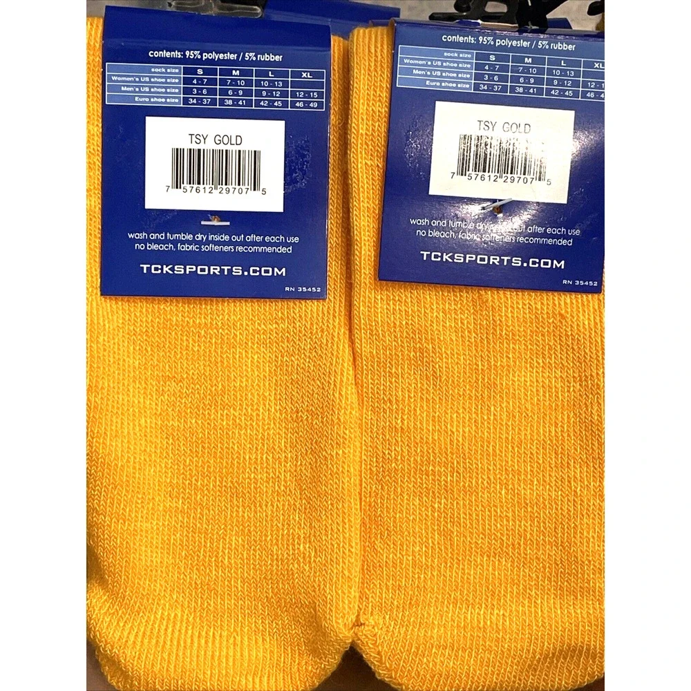TCK 2 Pairs Multisport Socks Football Soccer Baseball Softball Unisex Gold Small